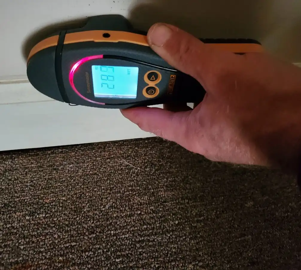 Moisture detection at baseboard during Burst Pipe Cleanup in Fairfield